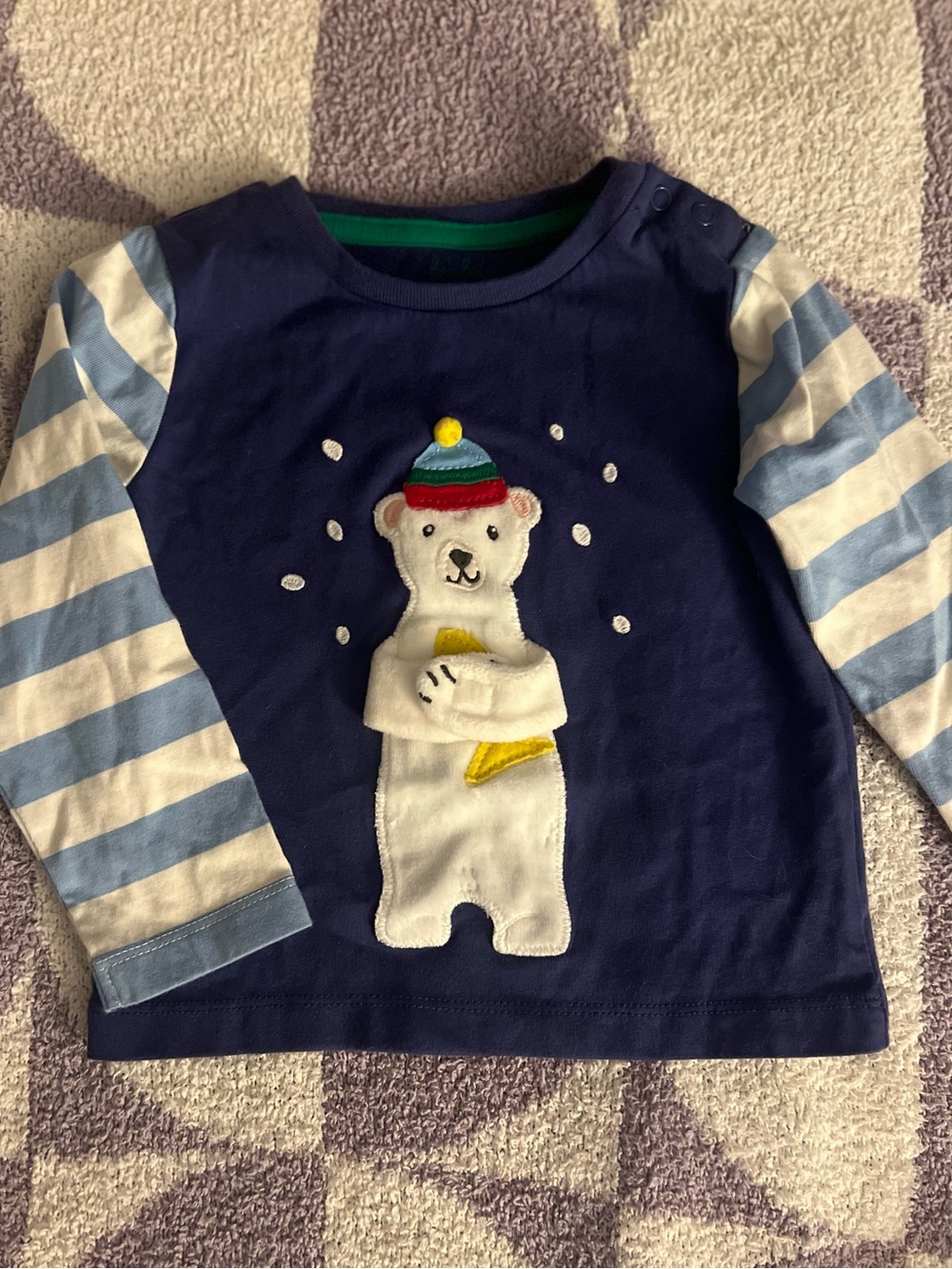 🐻‍❄️ Baby Boden Navy Polar Bear Appliqué Long-Sleeve Top for Kids